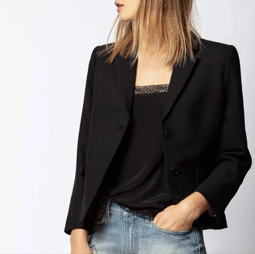 EUC Zadig & Voltaire Violon Strass Skull Jacket EU34 - Picture 10 of 11